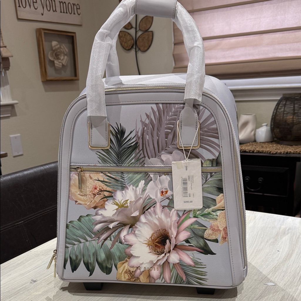 Ted Baker London Light Grey//Blur Woodland Floral Travel Bag
